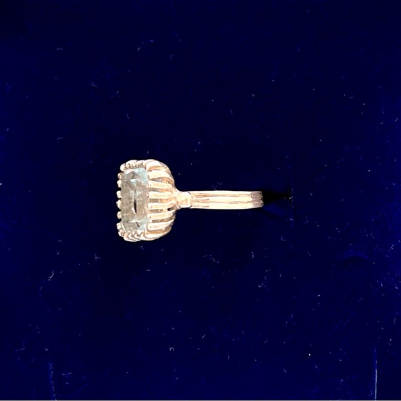 Sky blue topaz. Sterling Silver. Unique style setting. Size 7.5. - Picture 2 of 5